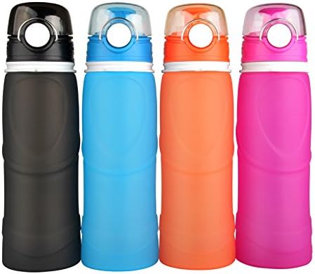 Collapsible Water Bottle 750ml, LUXCY Premium Portable Folding Silicone Sport Water Bottle for Travelling / Camping / Outdoor (Orange)