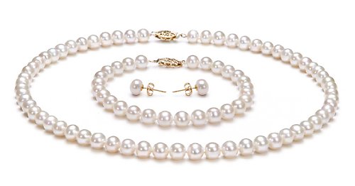 Childrens Toyshop  Jewelry : White 6-7mm AA Freshwater Pearl Set 18 inch