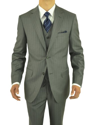 Gino Valentino 3 Piece Men's 2 Button Jacket Flat Front Pants Vested Suit