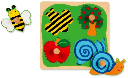 Jumbo Spiele 18021 - Holzpuzzle Biene, Apfelbaum und Schnecke