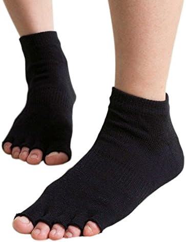 The Original 1/2 Toe Non Slip Yoga Sock Yoga, (Highest Quality Cotton Black)