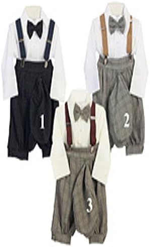 Boy's Infant and Toddlers 5 Piece Knickers Outfit (24 Months, Grey Plaid)