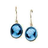 14K Yellow Gold Agate Cameo Earrings