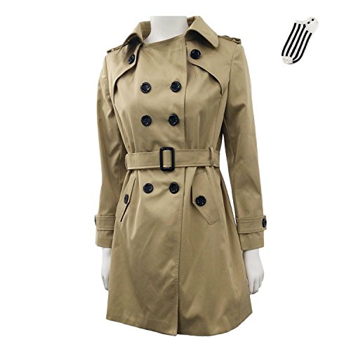 AIKOSHA NETWORK トレンチコート & 靴下 のセット商品 スプリング コート ベルト付き フォーマル OL ロング 膝丈 ハーフ丈 アウター 大きいサイズ