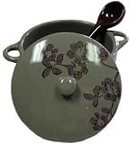 Hand-painted Blossom Covered Ceramic Sugar Pot with Coordinating Spoon