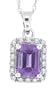 1.68ct Emerald Cut Amethyst and Diamond Gemstone Pendant in 10kt White Gold w/chain