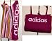 Sports : adidas Badetuch / Strandtuch mit Tasche, malve