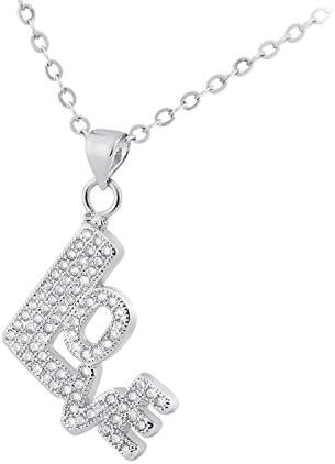 Ismell Fashion Romantic Diamond Word Love Script Necklace Pendant Necklace Valentine's Day Gift