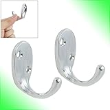 uxcell タオルフック ハンギングフック ホーム洗面所 ウォール固定 シルバートーン メタル製 2個