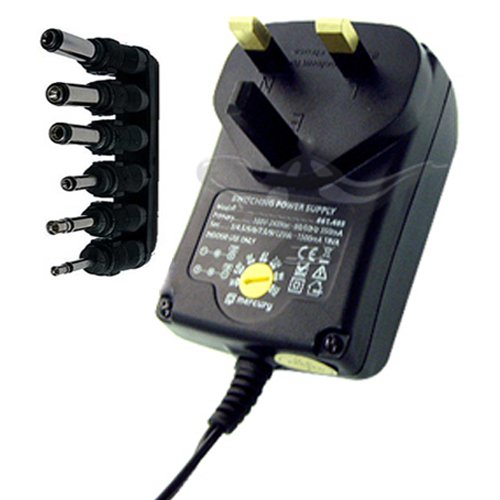 CostMad 7 / 6 Way 1.5A 1500mA max. AC to DC Universal Universally Multi Voltage 3V / 4.5V / 6V / 7.5V / 9V / 12V Plug in Mains AC Power Adapter Adaptor Power Supply Replacement (Black)