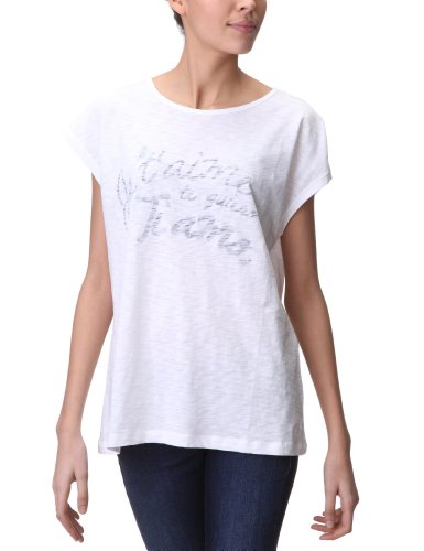TOM TAILOR Denim Damen T-Shirt, 10228930071/printed oversized shirt, Gr. 38 (M), Wei&szlig; (200 Preisvergleich