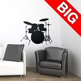 BIG Drum Set-Vinyl Wall Decal Sticker Art-Home Décor-Metallic Silver
