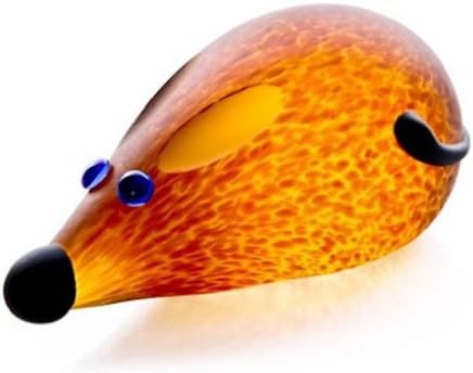 Oggetti Hand Blown Glass Sculpture "Mickey" Mouse Amber Paperweight