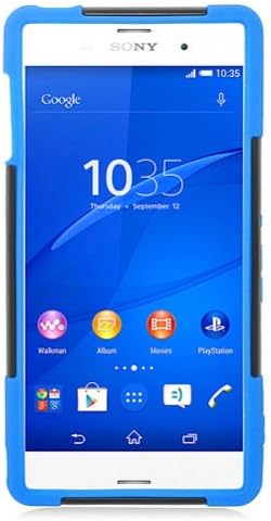 T STAND ARMOR CASE HYBRID Plastic Cover Phone Case for Sony Xperia Z3 + FREE PRIMO DESIGN CARTOON FOLDABLE TOTE BAG (BLUE)