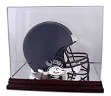 Full Size Football Helmet Display Case with Mahogany Finished Base and Georgia Bulldogs Logo