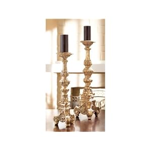 Gorgeous Set of 2 Gold Leaf Baroque Pillar Holder-37138