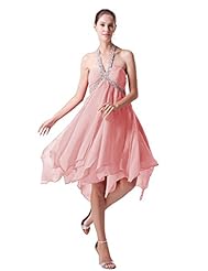 Lace Pleated Backless One Shoulder Short Bridesmaid Dress/Prom Dress 