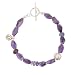 Amethyst, Iolite, and Crystal Gemstone Bead Toggle Bracelet with Sterling Silver Lotus Flower Charm, 7 1/2" Length, #7517