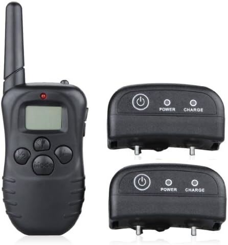 Excelvan Newest 100LV Level Shock Vibrant Pet Collars Rechargeable & Waterproof LCD Remote Dog Training Collar (For Two Dogs)