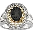 14K Two-Tone Gold Onyx and Diamond Ring