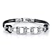 Youthful Fashion: Stainless Steel Bicycle Chain-style Dual Rubber Cord Link Bracelet for Men