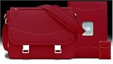 17 MacCase Premium Leather MacBook Shoulder Bag/ Sleeve /iPod Set - Red