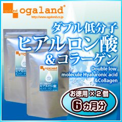 オーガランド　♪お徳用Ｗ低分子ヒアルロン酸＆コラーゲン【2個セット・6ヶ月分】