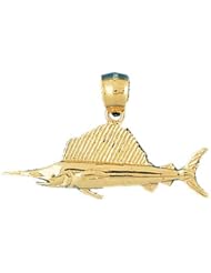 Dazzlers Solid 14k Gold Marlin Sailfish Charm Pendant Available in three colors from jewelsberry (weights: 3.0 grams only)