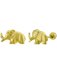 14K Yellow Gold Elephant Stud Earrings for Little Girls & Babies