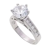 SilverBin Sterling Silver Engagement Style Round CZ Ring with Channel Set CZ Accents