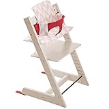 ストッケ トリップトラップ チェアセット チェア:ホワイトウォッシュ ベビーセット:レッド クッション:ピンクシェブロン 【3個口】