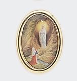 Gold Plated Religious Lapel Pin - Our Lady of Lourdes