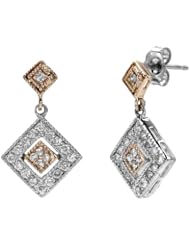 Two Tone Diamond Earrings in 14k Rose and White Gold