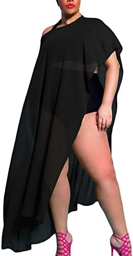 Reutry Womens Solid Sheer Draped Off Should Plus Size Cover-Up Black