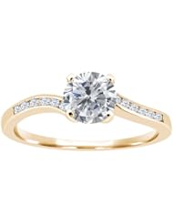 1.14 Ct Round H/I Diamond White Topaz 925 Yellow Gold Plated Silver Ring