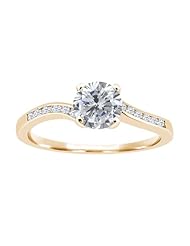 1.14 Ct Round H/I Diamond White Topaz 925 Yellow Gold Plated Silver Ring