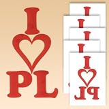 Temporary Tattoo - I Love PL, Set of 5