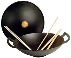 Wok en fonte noire 35 cm: Cuisine & Maison