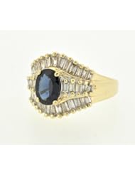 14K Yellow Gold Sapphire and Diamond Ring