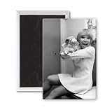 Shari Lewis with puppet Lamb Chop - 3x2 inch Fridge Magnet - large magnetic button - Magnet