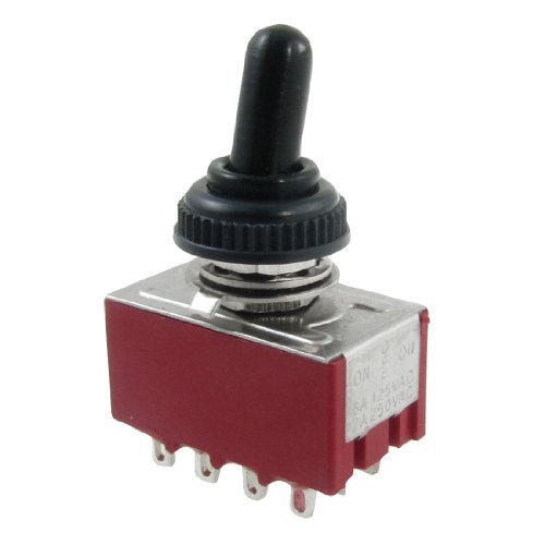 uxcell AC 250V 2A 125V 6A on/off/on 4PDT Toggle Switch with Waterproof Boot