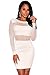 Kearia Womens Sexy Mesh See Through Sheer Block Long Sleeves Clubwear Mini Dress