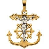 14K Two Tone Gold Mariner's Cross