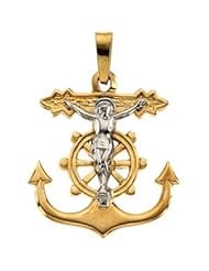 14K Yellow Gold /White Gold 31.00X30.00 mm Two Tone Mariners Cross