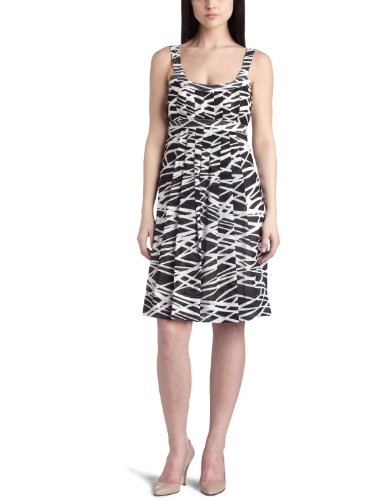 Calvin Klein Women's Printed Cotton Tank Dress,Black/White,10