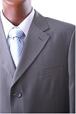 Men's Single Breasted Taupe Pinstripe Super 150s Wool Feel Dress Suit