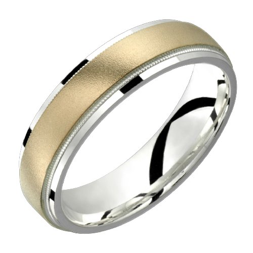 Oggi - Stunning Two Tone Comfort Fit Wedding Band for Him & Her! Custom Made! Choose your Size.