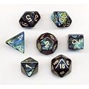 Polyhedral 7-Die Scarab Dice Set - Jade with Gold
