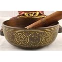 ~ Tibetan 8 Lucky Symbols Meditation Singing Bowl 6.50" Dia ~