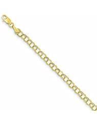 14K Gold Hollow Double Link Charm Bracelet 8 Inches
